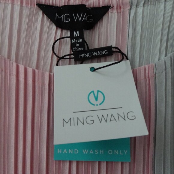 Ming Wang Colorblock Dress Women's Size M Pink Pleated Crinkle Crepe de Chine - Picture 10 of 14